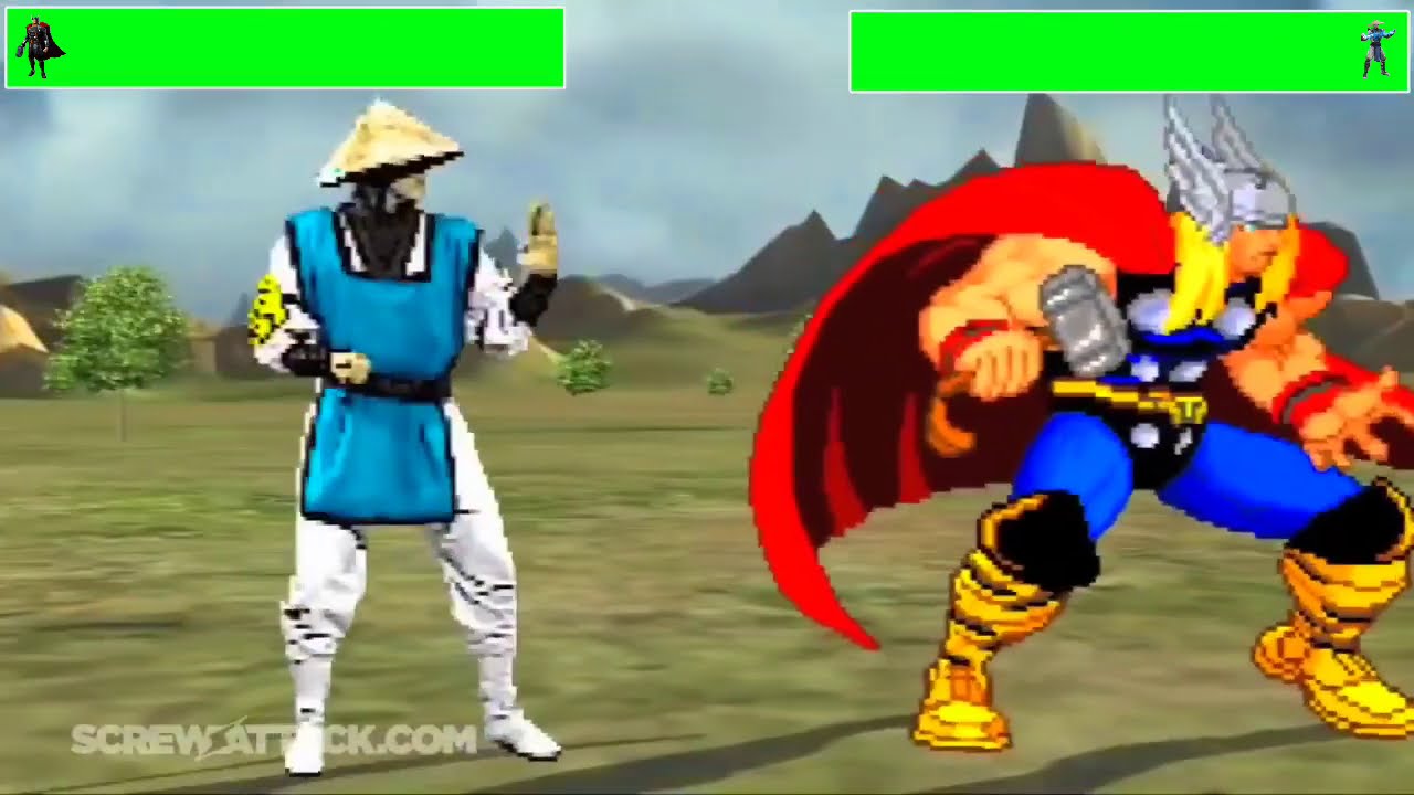 Thor vs. Raiden (REMAKE) with healthbars