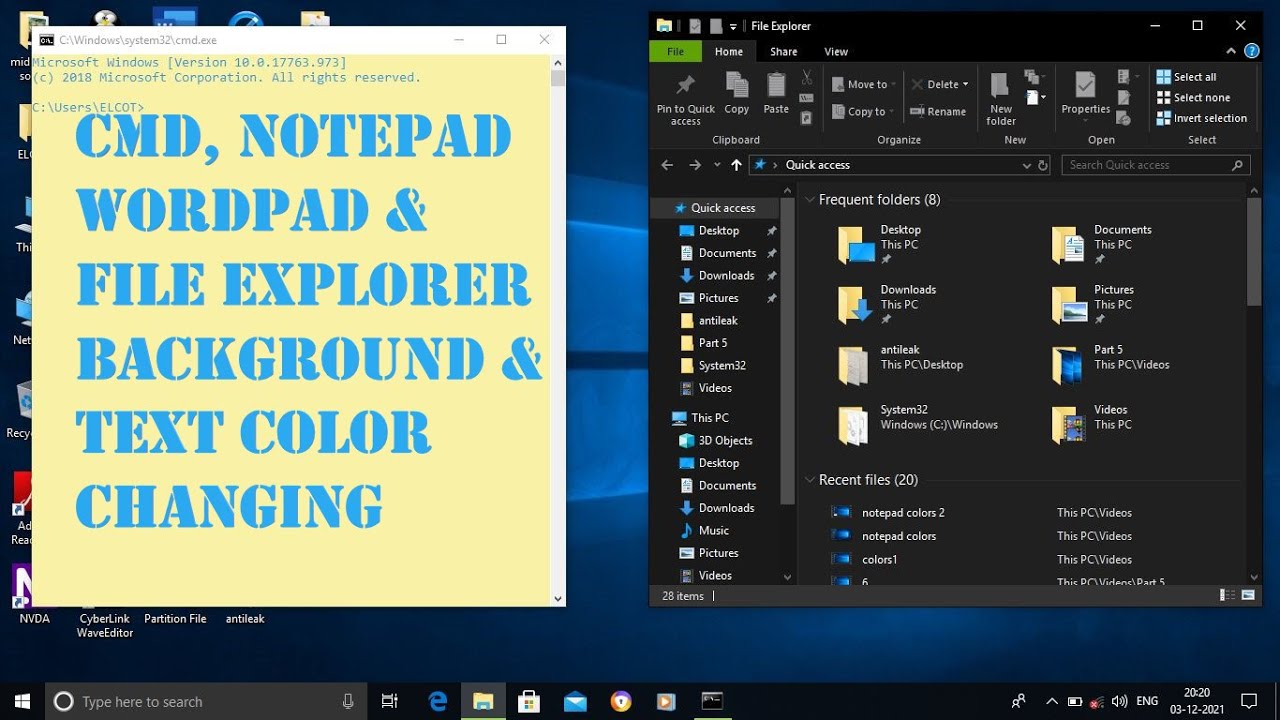 Notepad, Command Prompt & File Explorer Background Color Changing