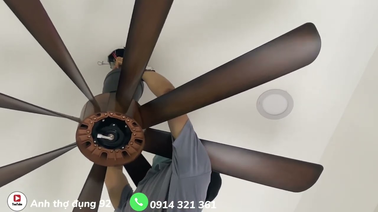 Lắp quạt trần 8 cánh Haken HK-QT08 cho cửa hàng kết nối tiêu dùng quận Tân Bình