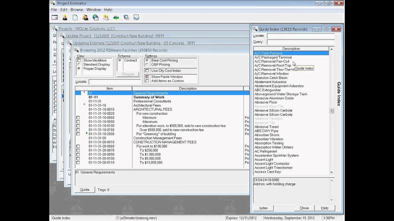 Training 104 - Searching RSMeans with the Index
