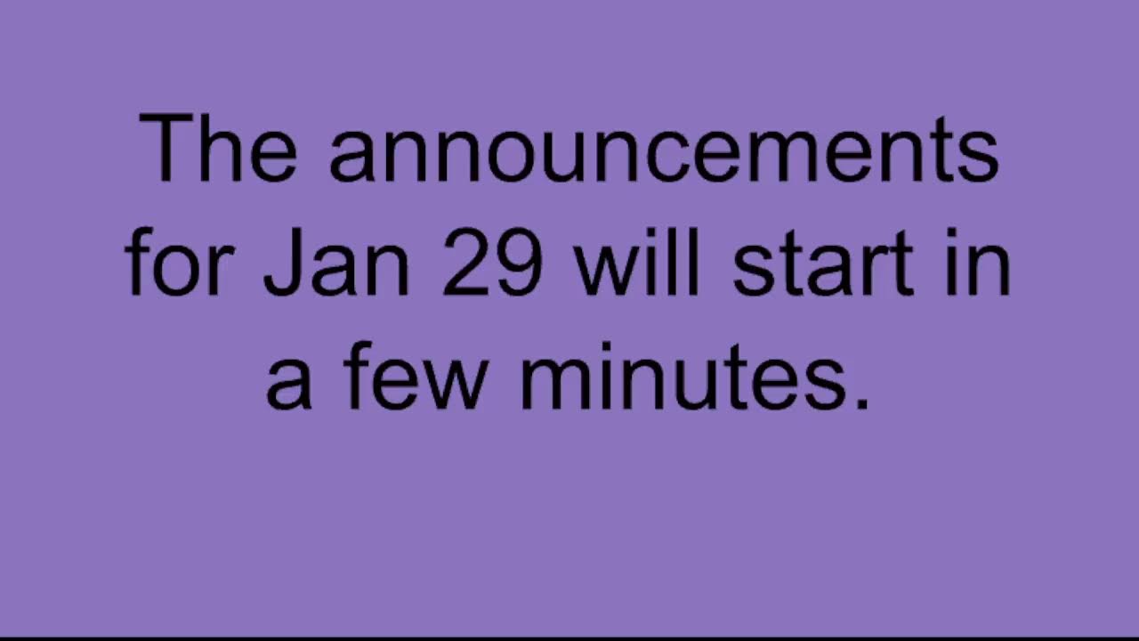 Jan 29 - Announcements