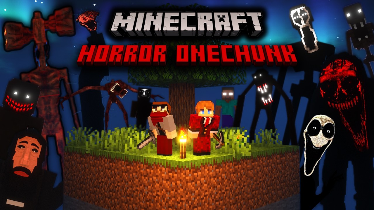 2 Idiots Survive 100 Days On MINECRAFT HORROR ONE CHUNK... [FULL MOVIE]