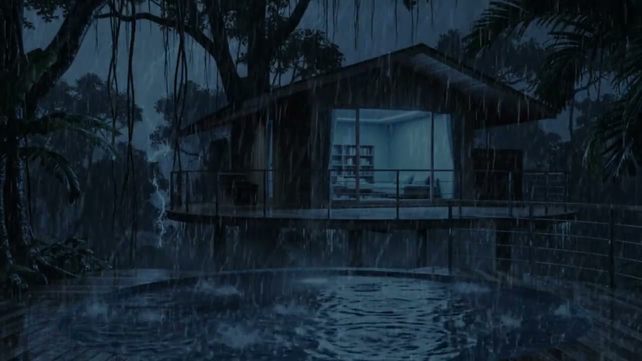 Instantly Shut Your Brain Off 🌧️ Stormy Night in a Hidden Blue Treehouse — Sleep Fast Tonight