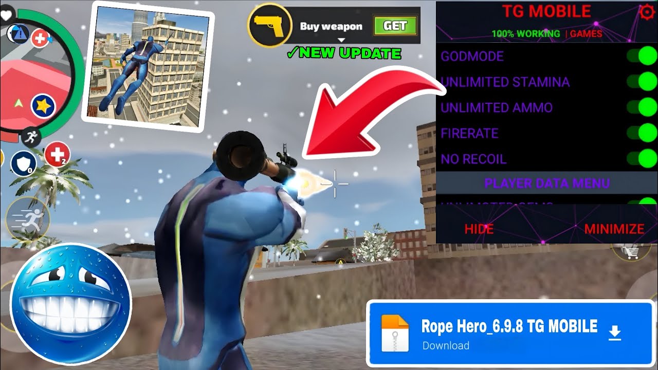Rope Hero Vice Town Modmenu New Update Download Unlimited Gems and Money and Godmode Download ❤️👻