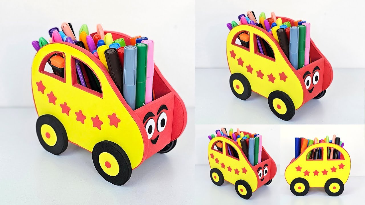 Porta LÁPICES de carro🚗 cómo hacer un portalápices​ o portacolores muy fácil #832