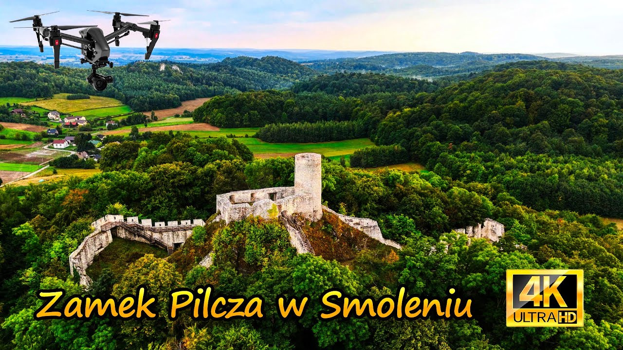 XIV-wieczny Zamek Pilcza w Smoleniu z lotu ptaka (dron 4K)
