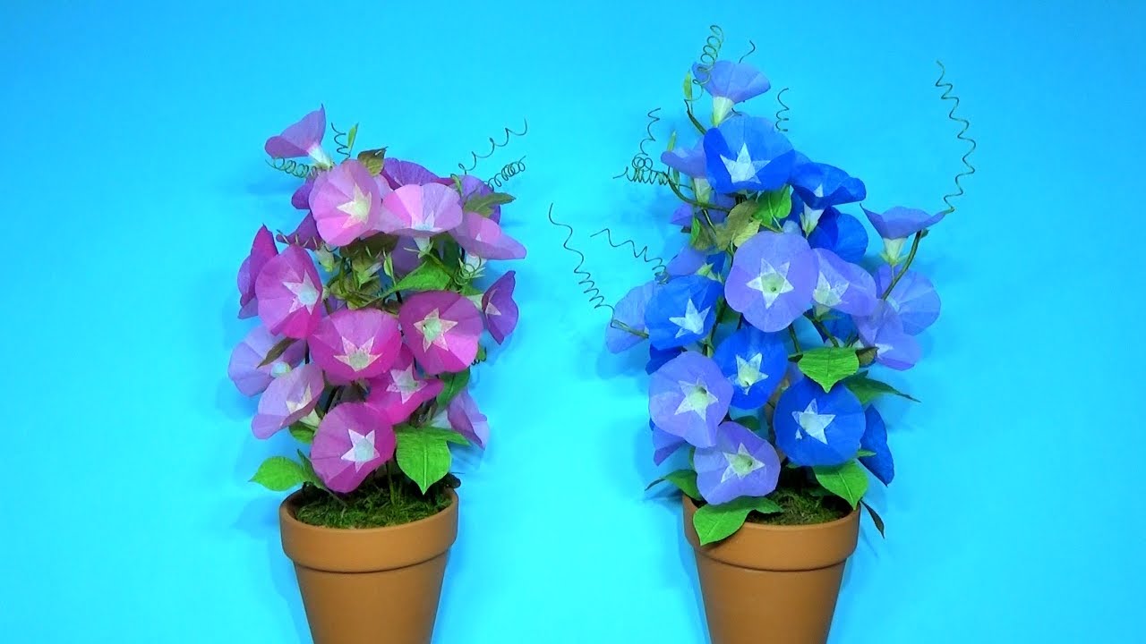 （ペーパーフラワー）7月の飾り　かわいい！朝顔の作り方【DIY】(Paper flower)cute! How to make a morning glory