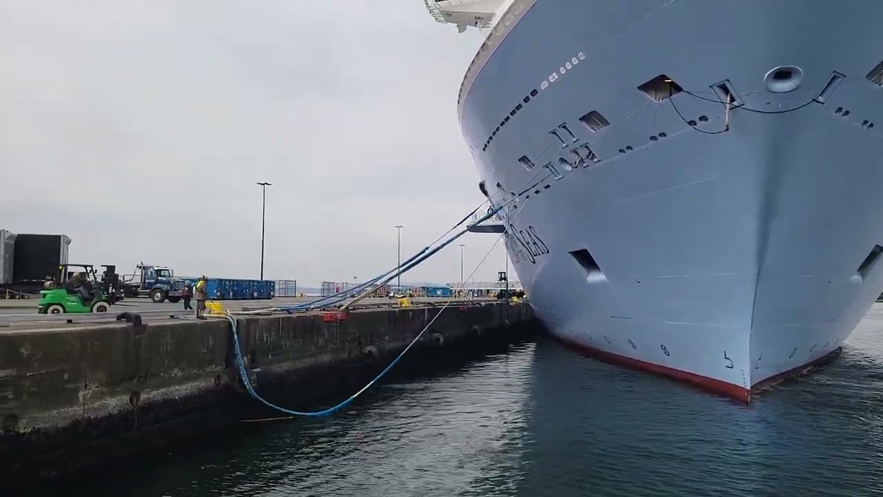 Tying up a cruise ship