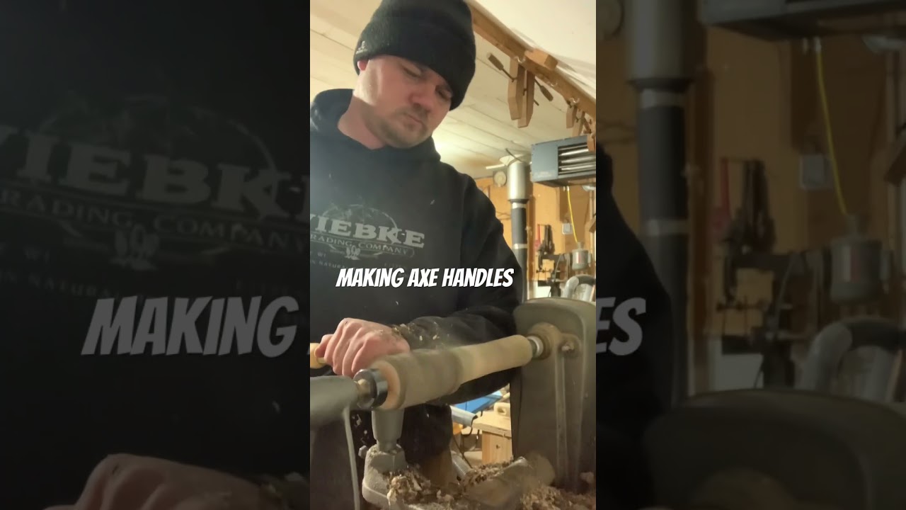 Making axe Handles with the wood lathe tonight
