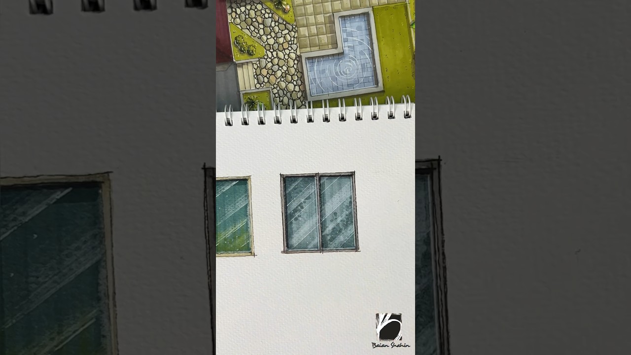 Window rendering using alcohol markers.