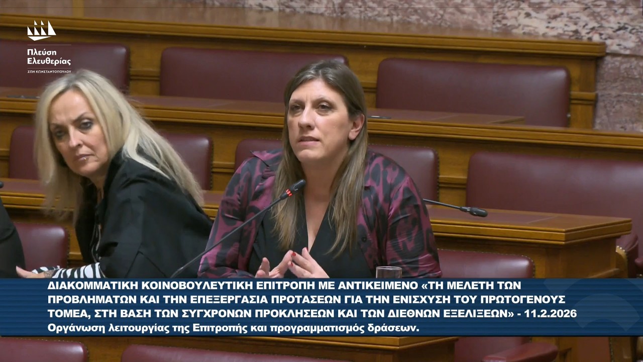 Ζωή Κωνσταντοπούλου: Παρέμβαση στην Διακομματική Επιτροπή για Ενίσχυση Πρωτογενούς Τομέα (11/2/26)