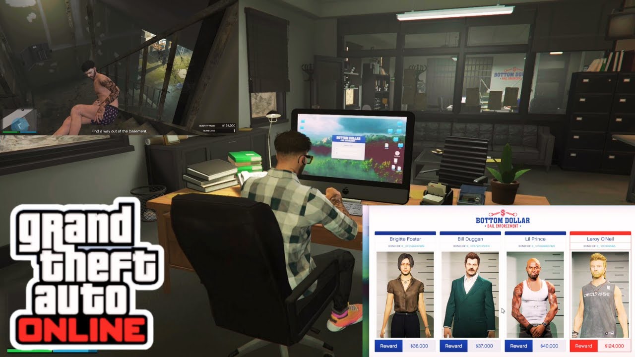 GTA 5 Online Leroy O'Neil Bounty Abandoned Motel & Basement Escape Bail enforcement mission 