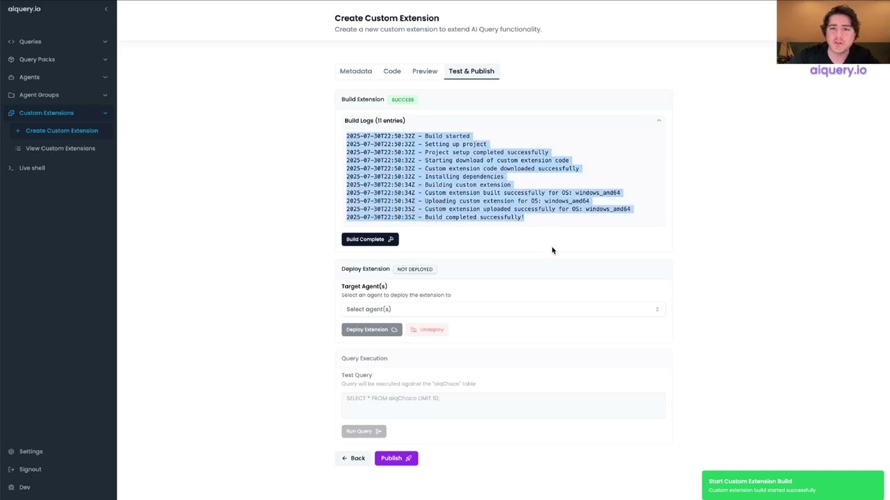 aiquery.io: AI Custom Extension Generation & Management