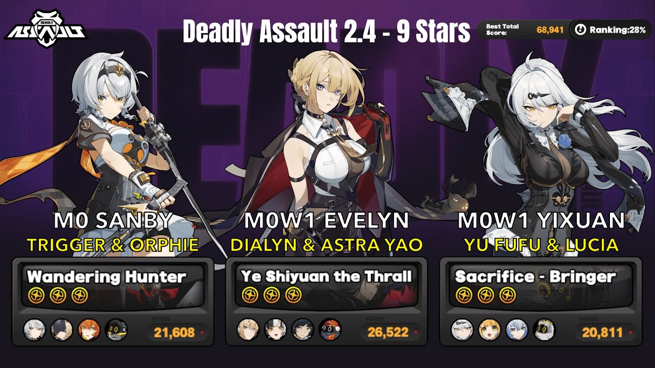 SAnby, Evelyn & Yixuan | NEW Deadly Assault ZZZ 9 Stars | Zenless Zone Zero 2.4