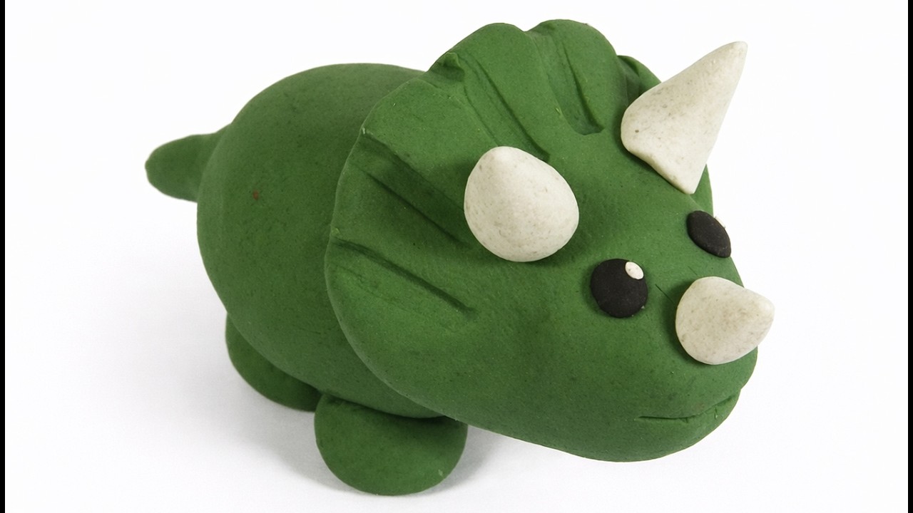 Cómo hacer un triceratops de plastilina paso a paso fácil, explicado - Dinosaurios