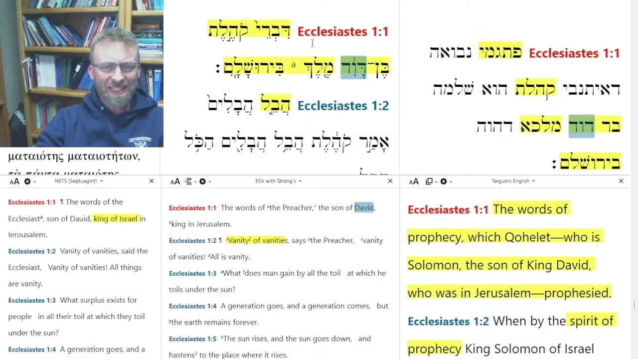 📜Ecclesiastes (Pt 3) in Hebrew, Aramaic, & Greek — A Live Textual Analysis Series #qohelet #targum