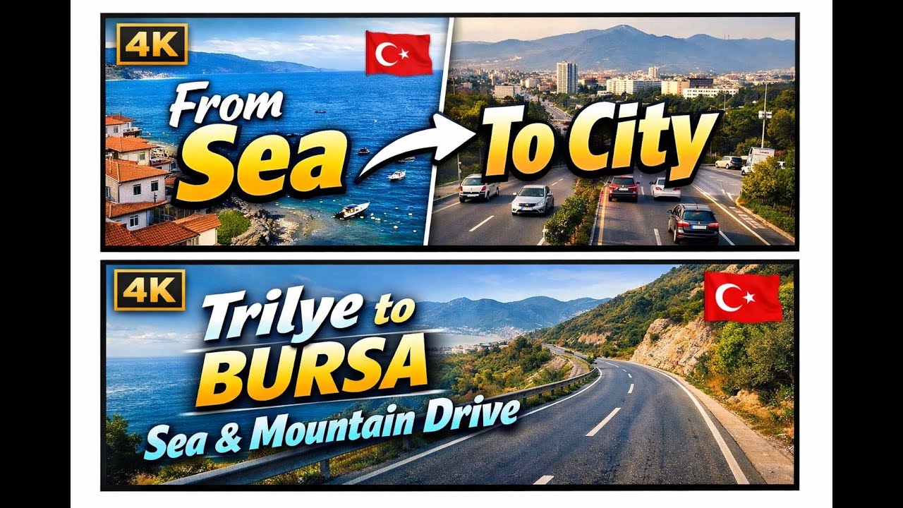 From Sea to City 🇹🇷 | Trilye to Bursa Scenic Coastal & Mountain Drive | 4K