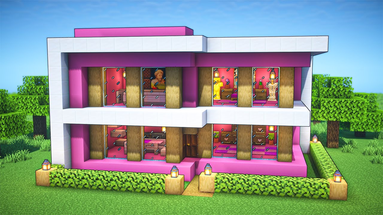 Minecraft: How To Build A Pink Modern House