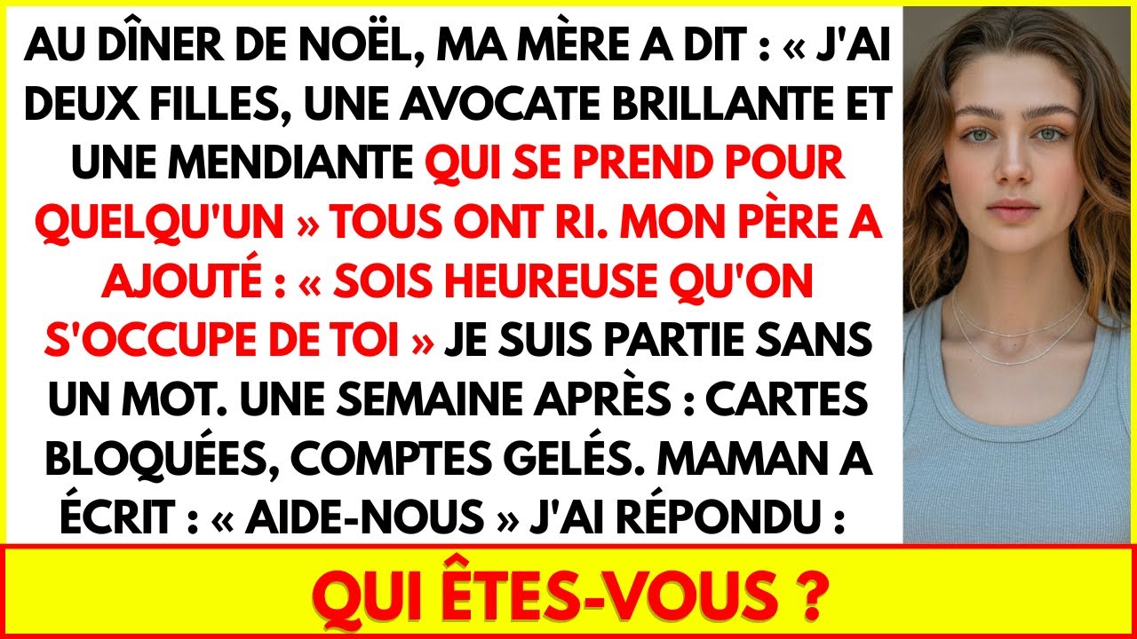 AU DÎNER DE NOËL, MA MÈRE A DIT : J'AI DEUX FILLES, UNE AVOCATE BRILLANTE ET UNE MENDIANTE....
