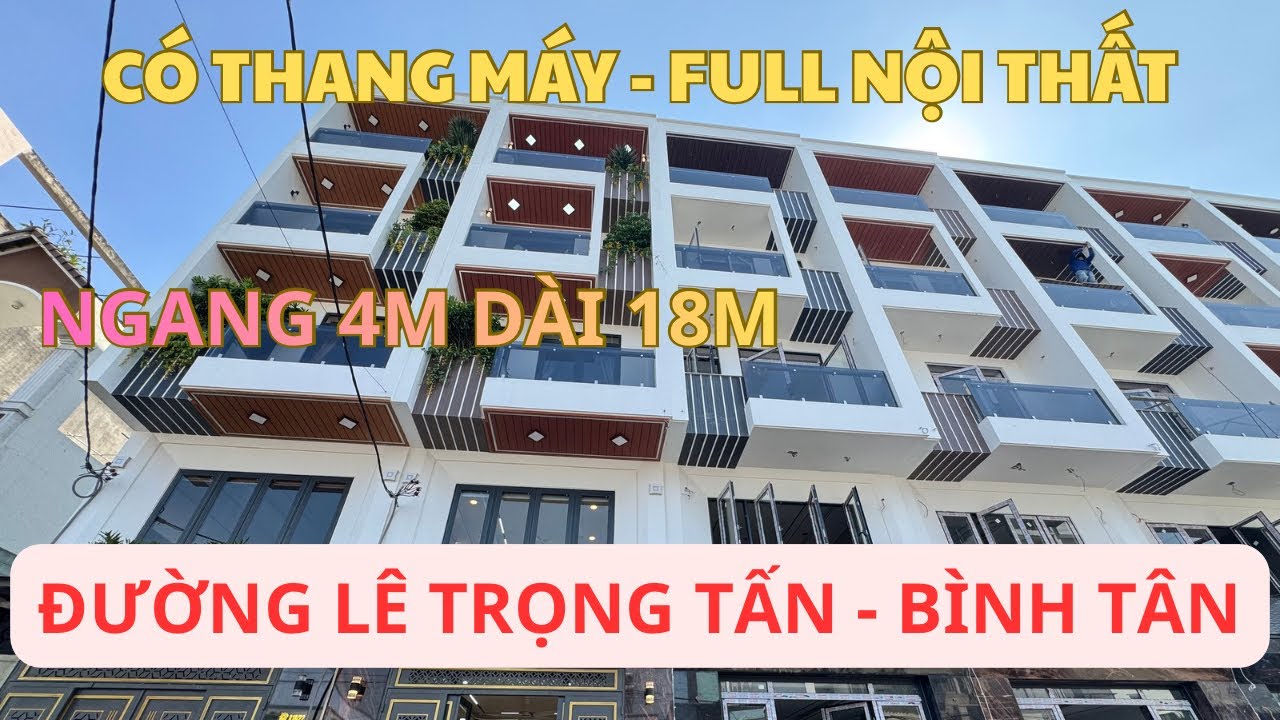Nhà Bình Tân, có thang máy, Full nội thất, 72m2, 5 lầu, đường Lê Trọng Tấn
