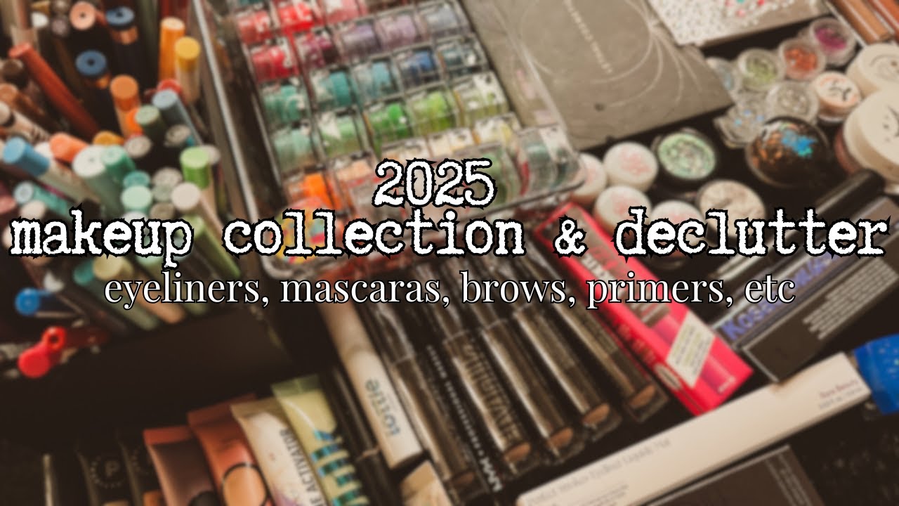 Коллекция макияжа и расхламления 2025 года! | подводка для глаз, тушь, блёстки, драгоценные камни...