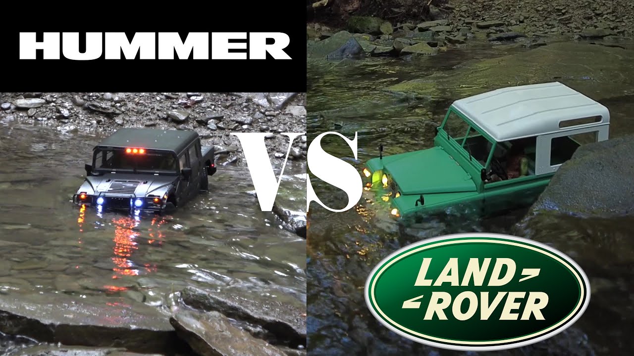 FMS Hummer H1 and Land Rover II 1:12 Water fording attempts - Will they make it?