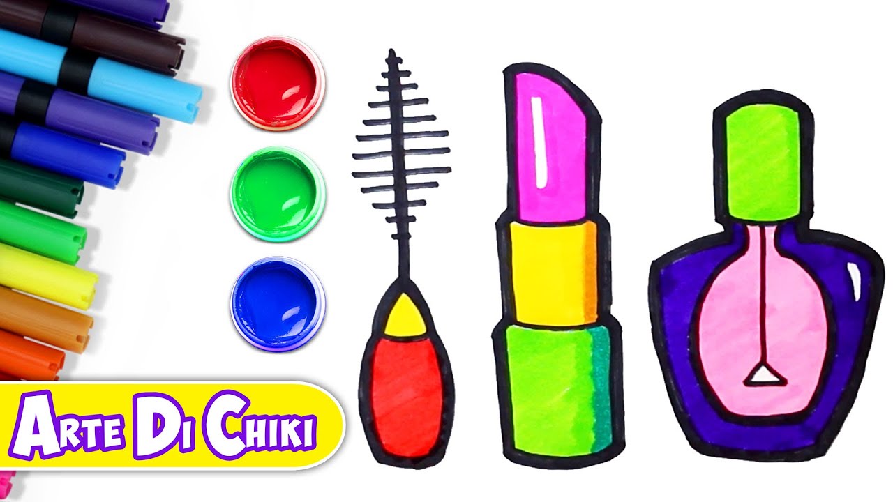 Arte Di Chiki | Come disegnare un rossetto e un trucco | disegni facili per bambini