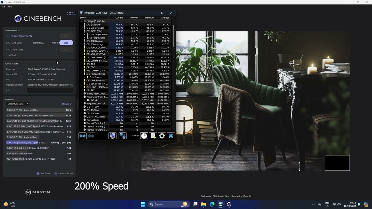 AMD Ryzen 5 7500F CPU Benchmark, Cinebench 2024 (Multicore) - No audio