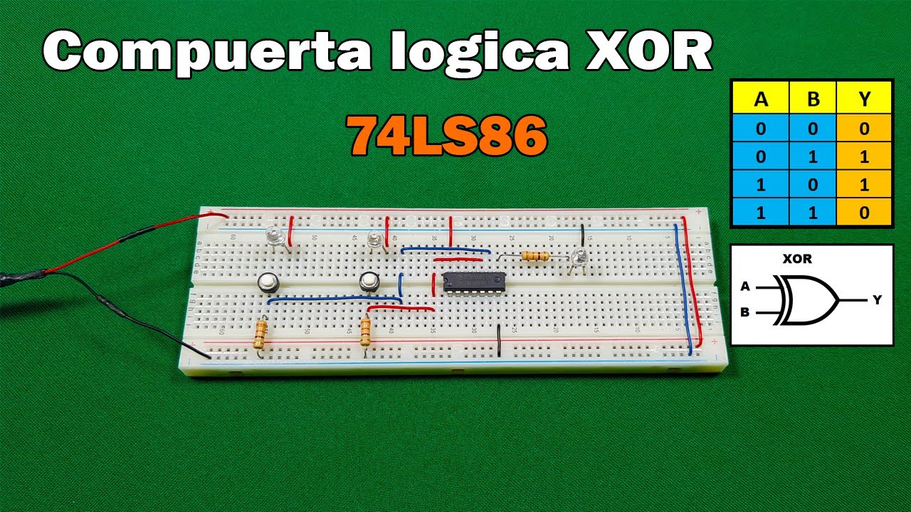 Electrónica digital básica, compuerta lógica XOR, CI 74LS86, JLCPCB