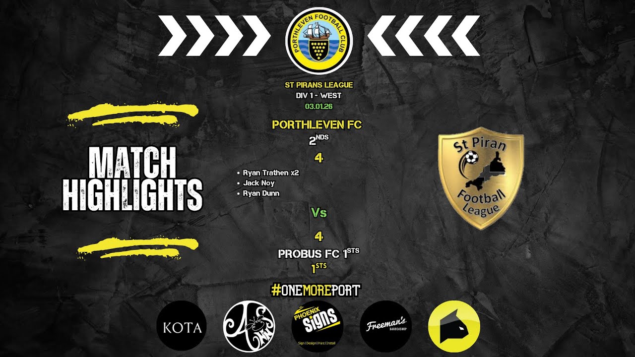 Match Highlights - Porthleven FC 2nds Vs Probus FC 1sts  03 01 26