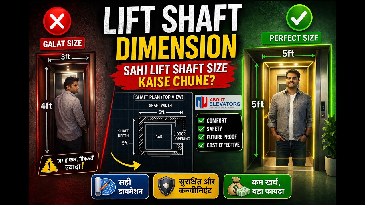 Standard Size or Dimensions of Lift / Elevator  | Shaft Size for Lift  | Shaft Dimensions in India.