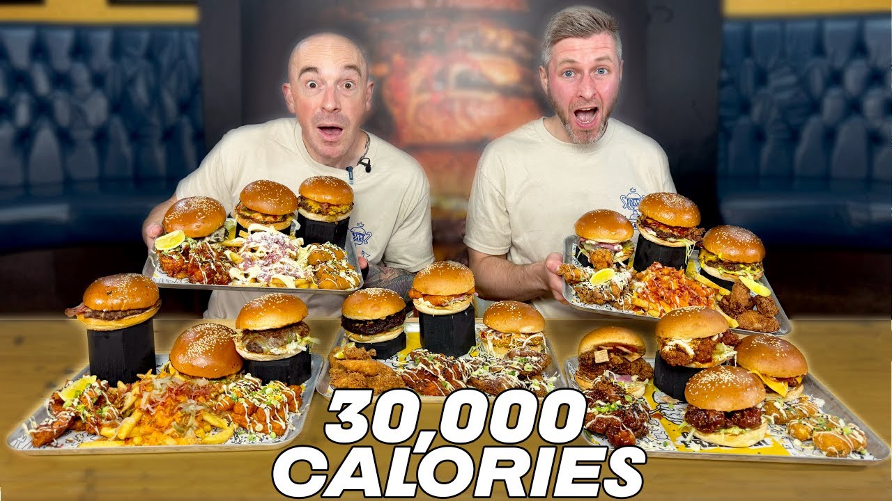 30,000 CALORIE ENTIRE MENU CHALLENGE @Patty Freaks with @LiftingWeightsCleaningPlates