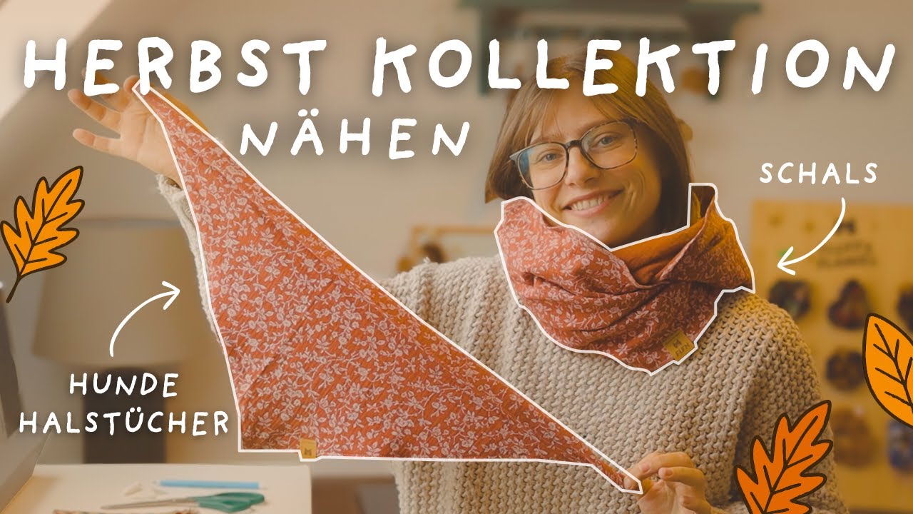 Herbstkollektion nähen 🍂 Halstücher, Schals & Scrunchies für Hund & Frauchen – Nähvlog 🍁