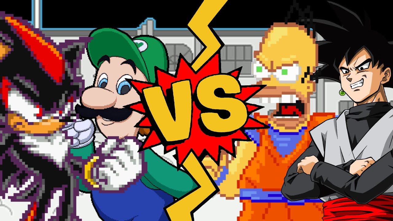 M.U.G.E.N Battles | Luigi/Shadow vs Homer Simpson/Black Goku