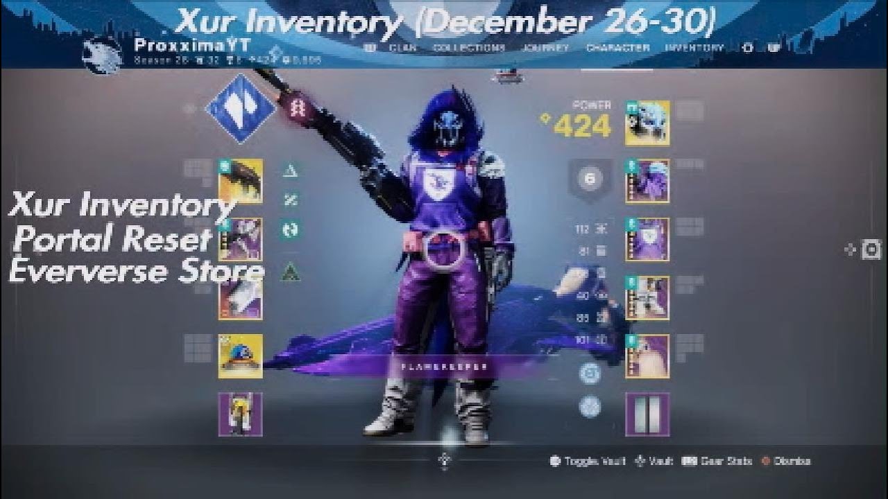 Destiny 2 - Xur Inventory + Portal Reset