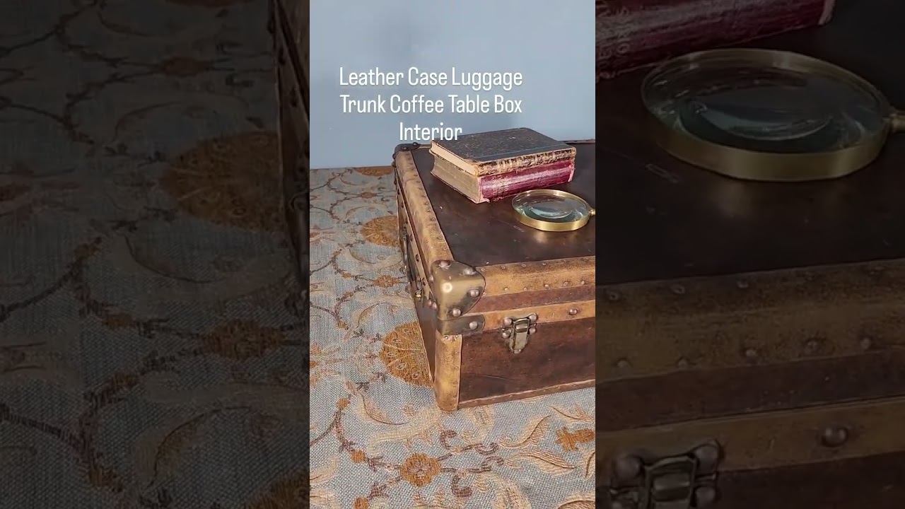 Leather Case Luggage Trunk Coffee Table Box Interior #Canonburyantiques #luggage #luggagebox