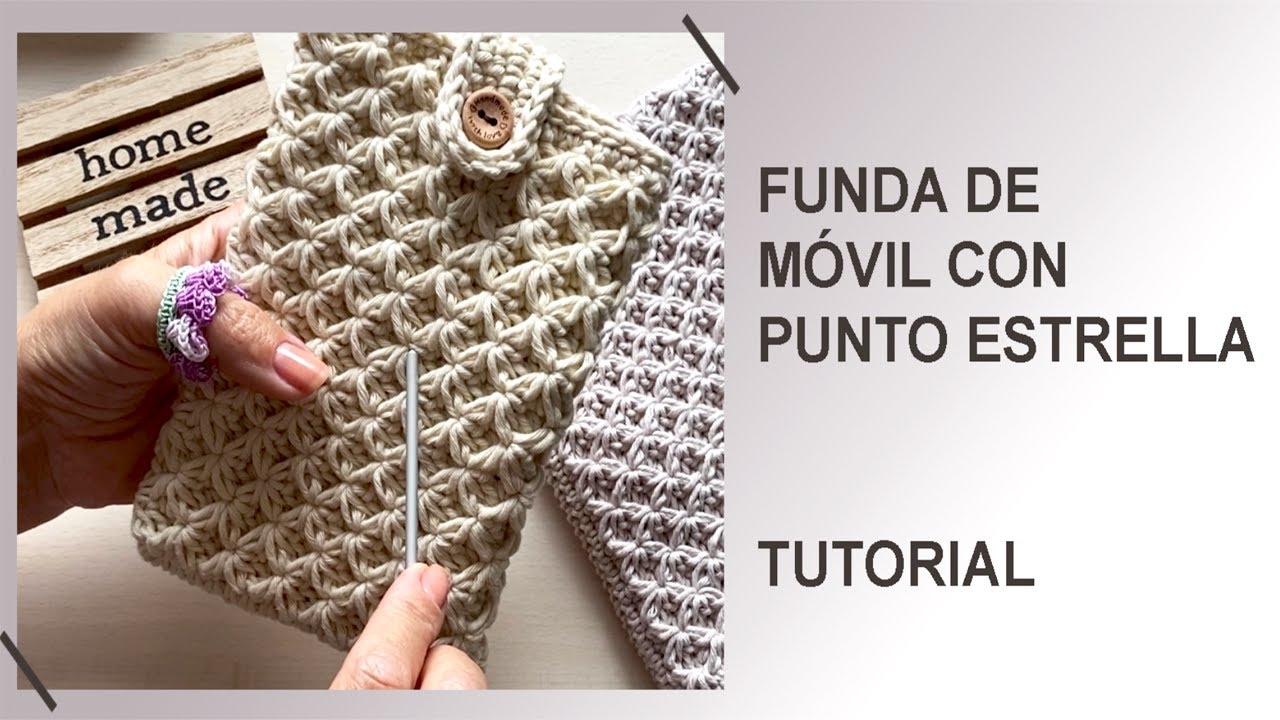 BOLSO O FUNDA DE MÓVIL CON PUNTO ESTRELLA A CROCHET - TUTORIAL