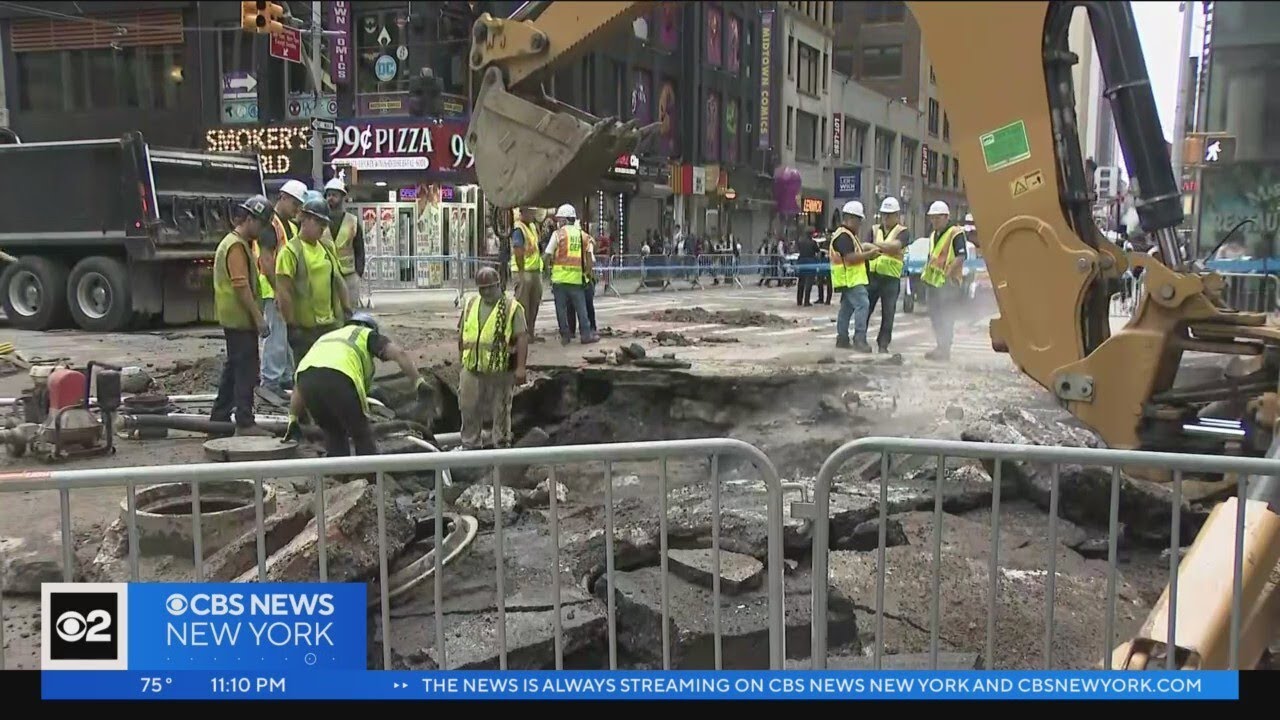 Street repairs continue in Times Square after water main break