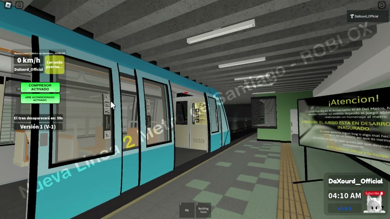NS-93 con nuevos sonidos en pruebas en la Nueva Linea 2 Metro de Santiago - ROBLOX