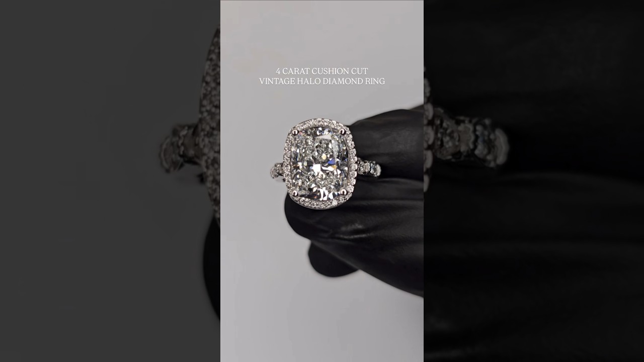 4 Carats of Vintage Elegance! The Cushion Cut Halo Ring That Turns Heads | Friendly Diamonds