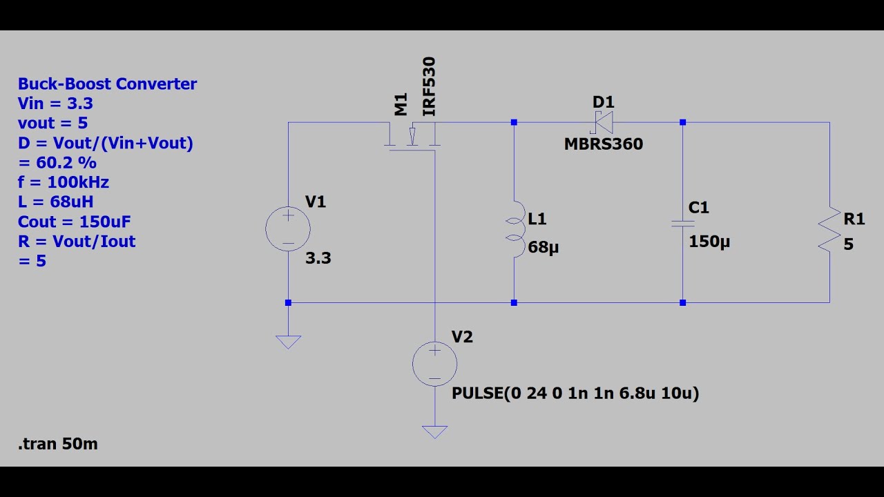 Electronic Basic 1:LTSpice design Buck Boost Converter Vin=3.3V Vout =5V