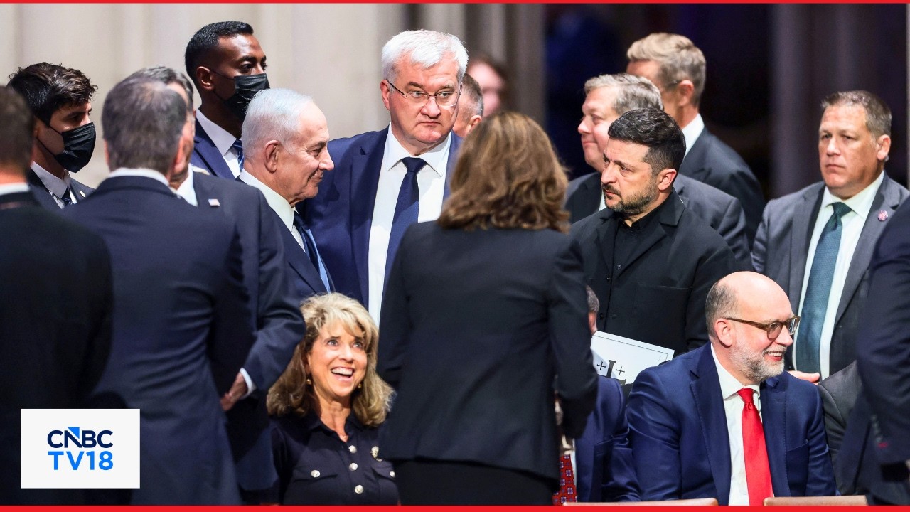 WATCH: Netanyahu and Zelenskyy Interact During Funeral Service for Sen. Lindsey Graham | N18G