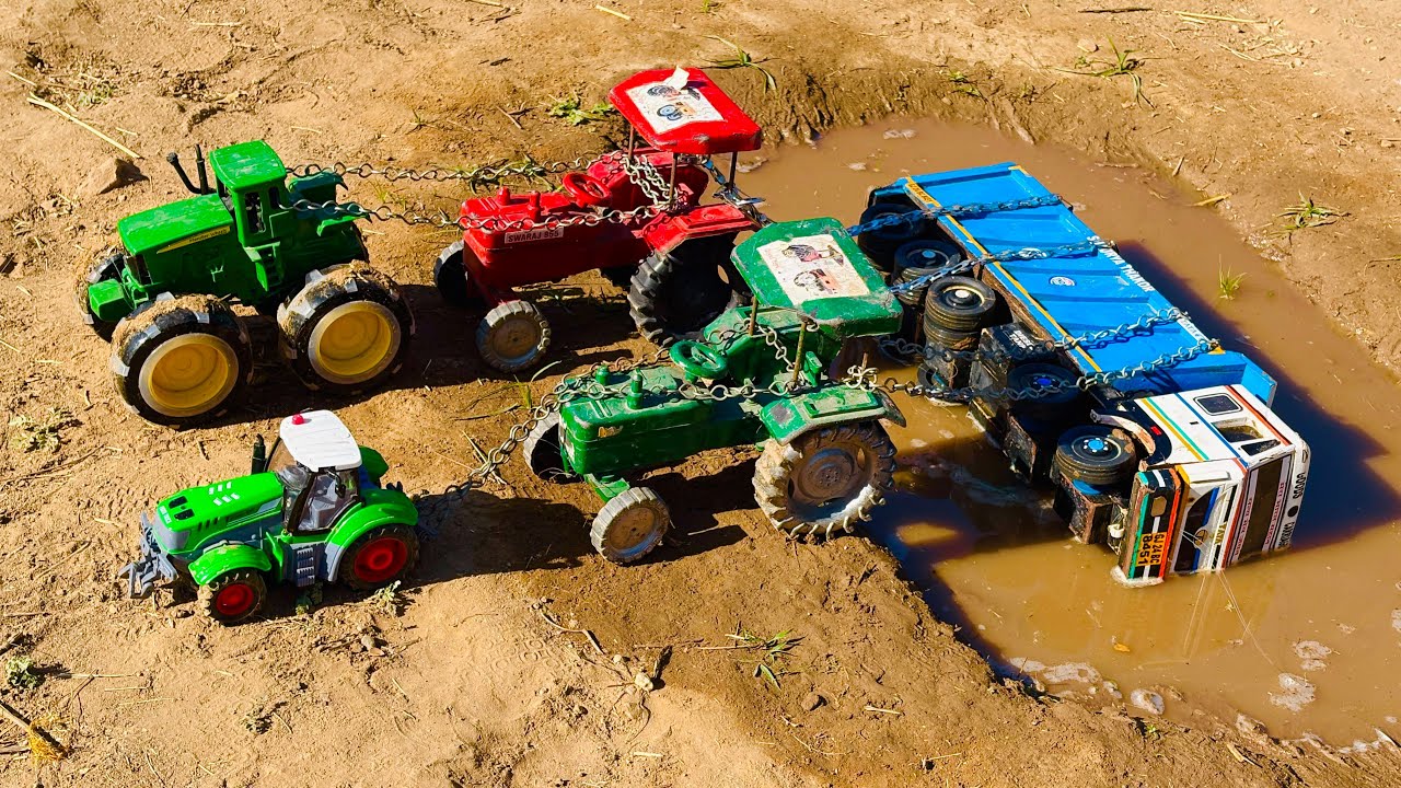 Four Tractor Pulling out Double Tata Truck Dumper Accident Tractor Rescue Truck 