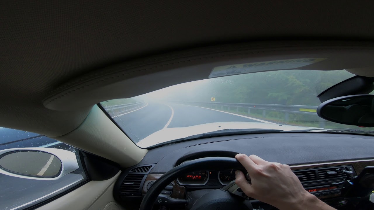 BMW Z4 Coupe, misty POV drive, drift