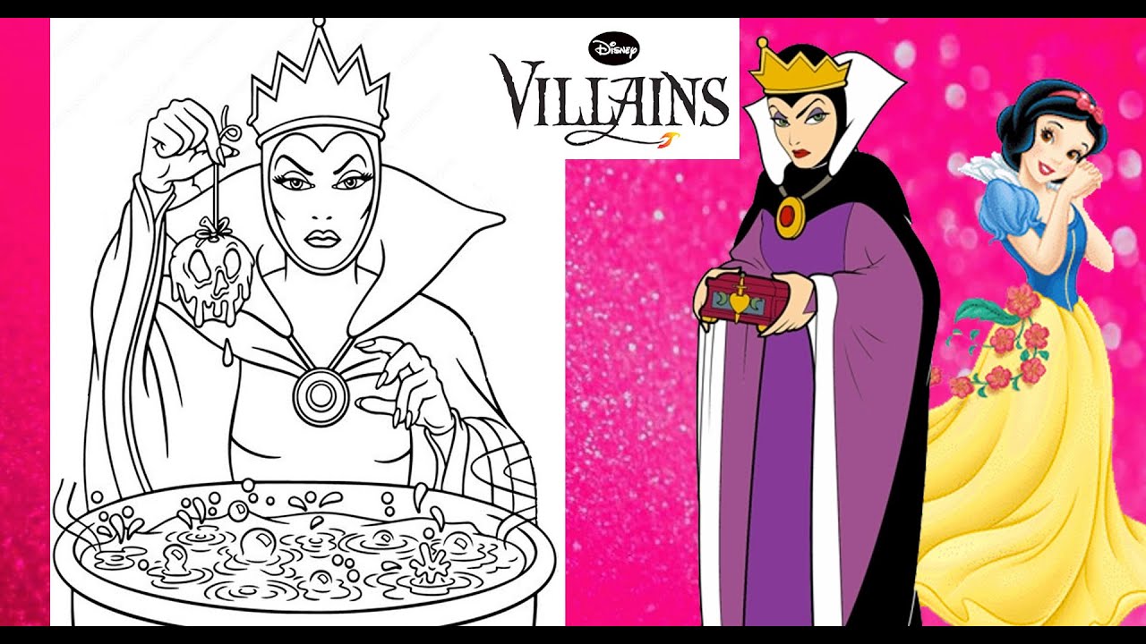 Disney Queen Halloween Coloring Page EVIL QUEEN Snow White Coloring Page Poison Apple Disney Villain