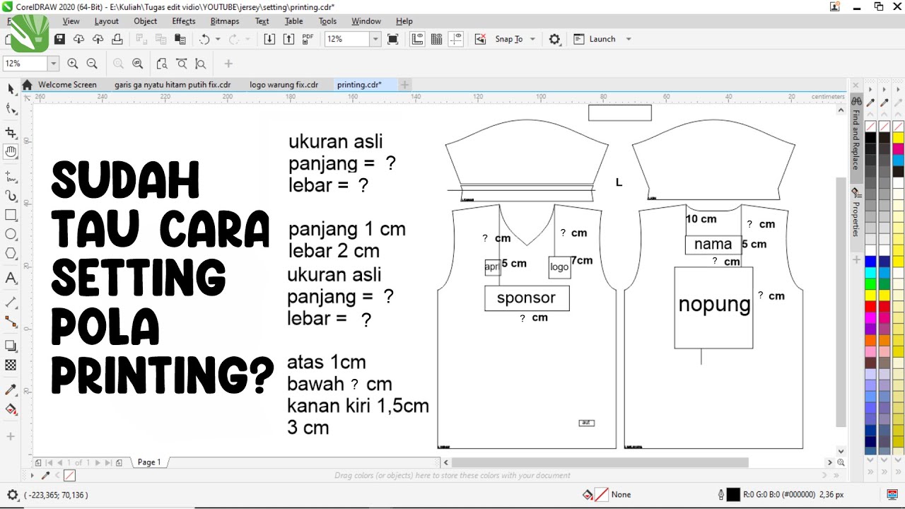 Setting Pola Printing Dari Awal Sampai Akhir di Coreldraw | Size L