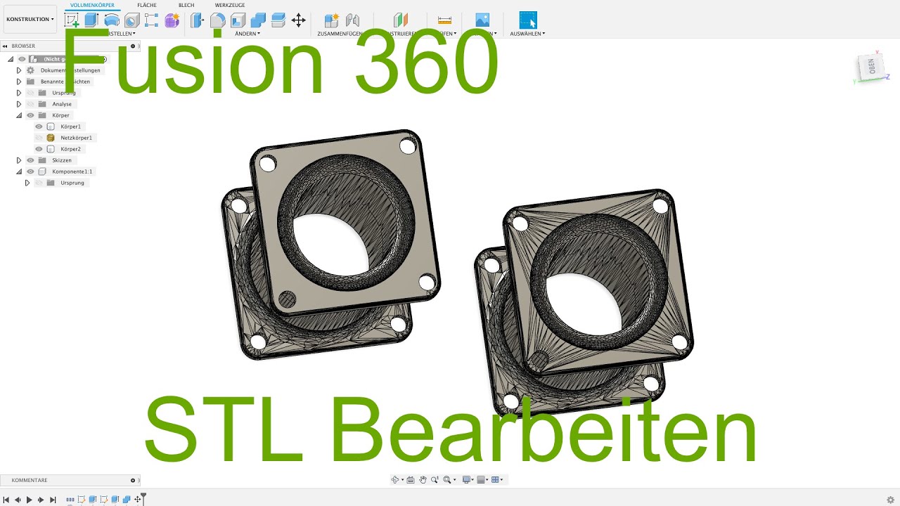Der andere weg STL Dateien bearbeiten mit Fusion 360 Tutorial Deutsch Flouid Volumen