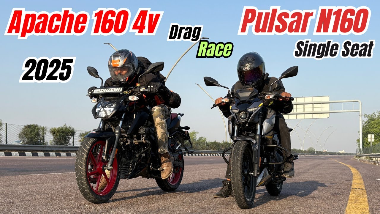 Pulsar N160 Single Seat vs Apache 160 4V Drag Race