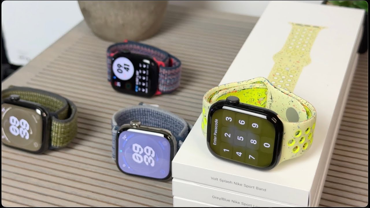 2024/2025  NIKE SPORT LOOPS & SPORT BAND(Volt Splash, blue/red, grey & green) for Apple Watch