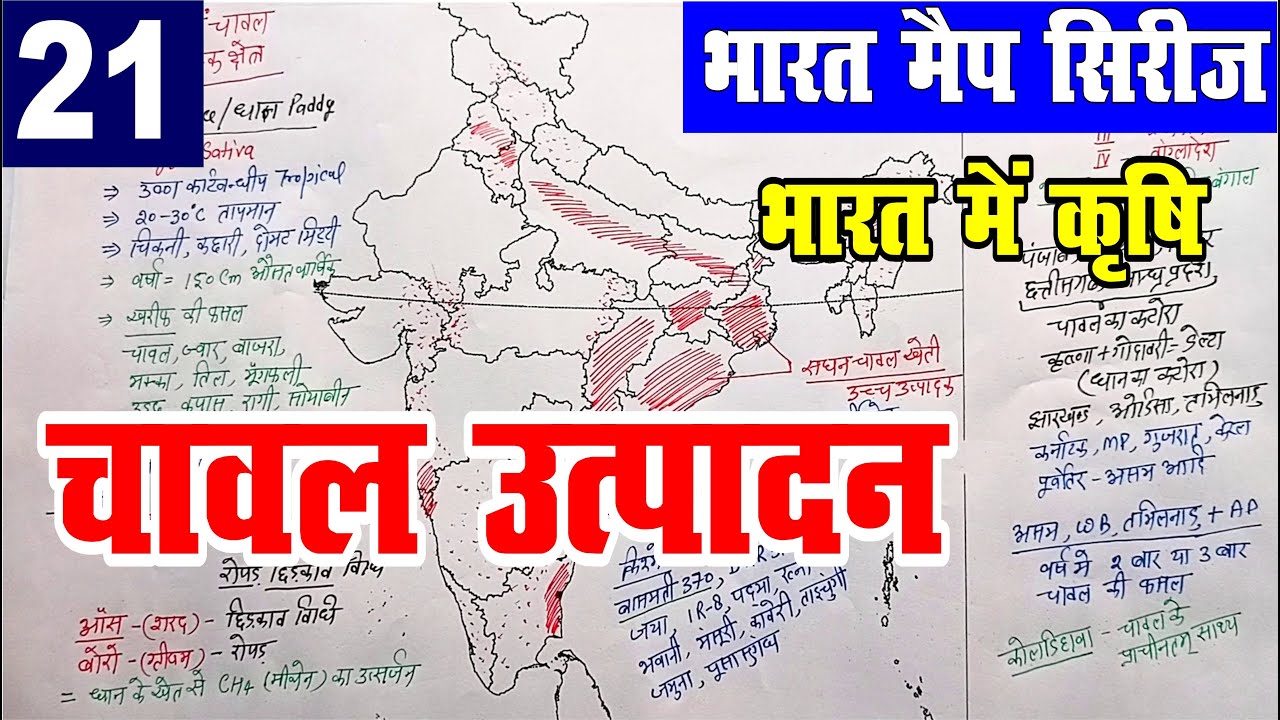 Indian mapping for upsc and pcs | भारत में  चावल उत्पादन | rice production in india